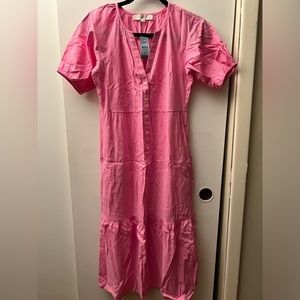NWT Loft Short sleeves pink maxi tiered dress. Size XSP